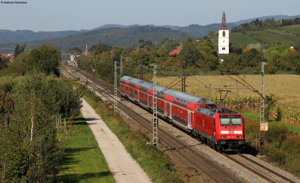 RB 26892 (Neuenburg (Baden)-Offenburg) mit Schublok 146 230-8 bei Denzlingen 25.9.11