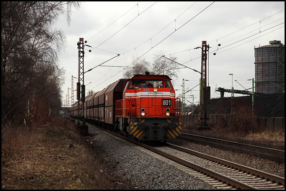 RBH 801 (G1206)  RuhrpottSprinter  ist bei der Kokerei Prosper in Richtung Herne/Wanne-Eickel unterwegs. (24.02.2010)
