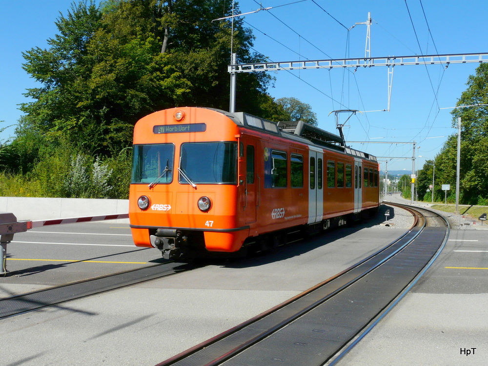 RBS - Be 4/12  47 bei der einfahrt in den Bahnhof Bolligen am 18.08.2012