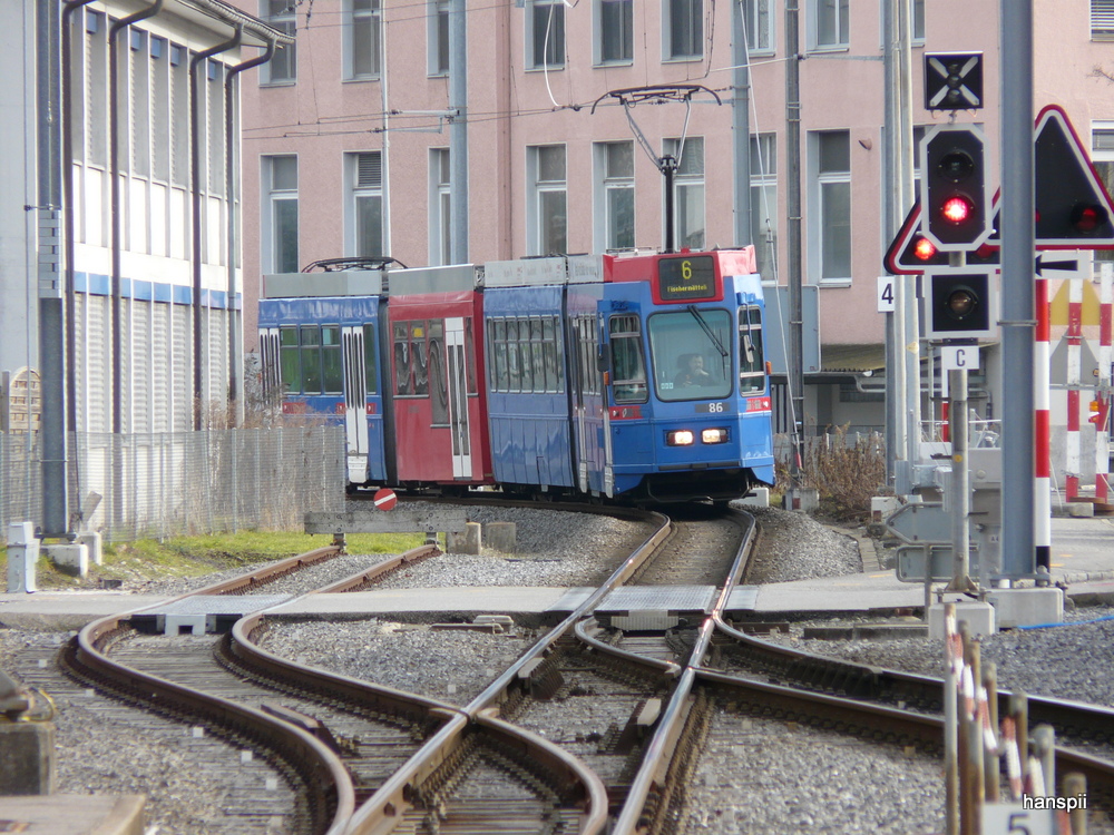 RBS - Tram Be 4/10 86 nach Bern Fischermtteli unterwegs in Gmligen am 31.12.2012