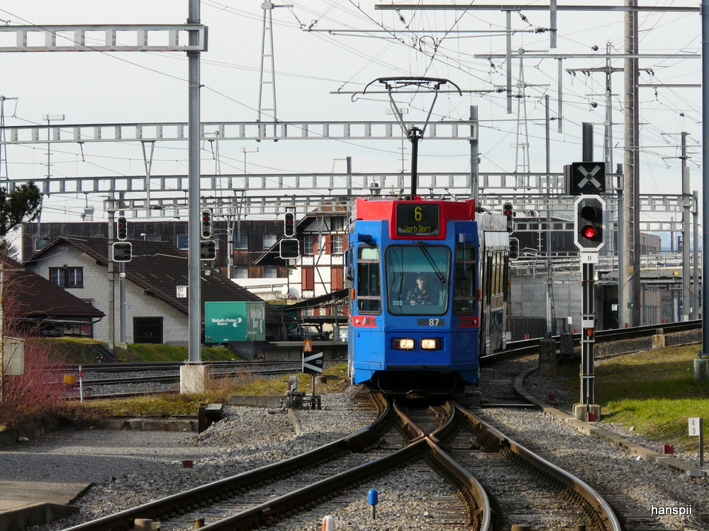 RBS - Tram Be 4/10 87 nach Worb unterwegs in Gmligen am 31.12.2012

