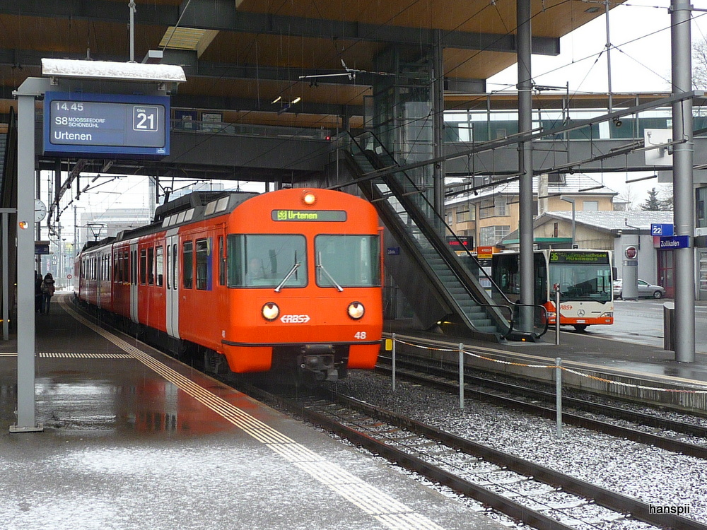 rbs - Triebwagen Be 4/12 48 unterwegs auf der Linie S8 im Bahnhof Zollikofen am 20.12.2012