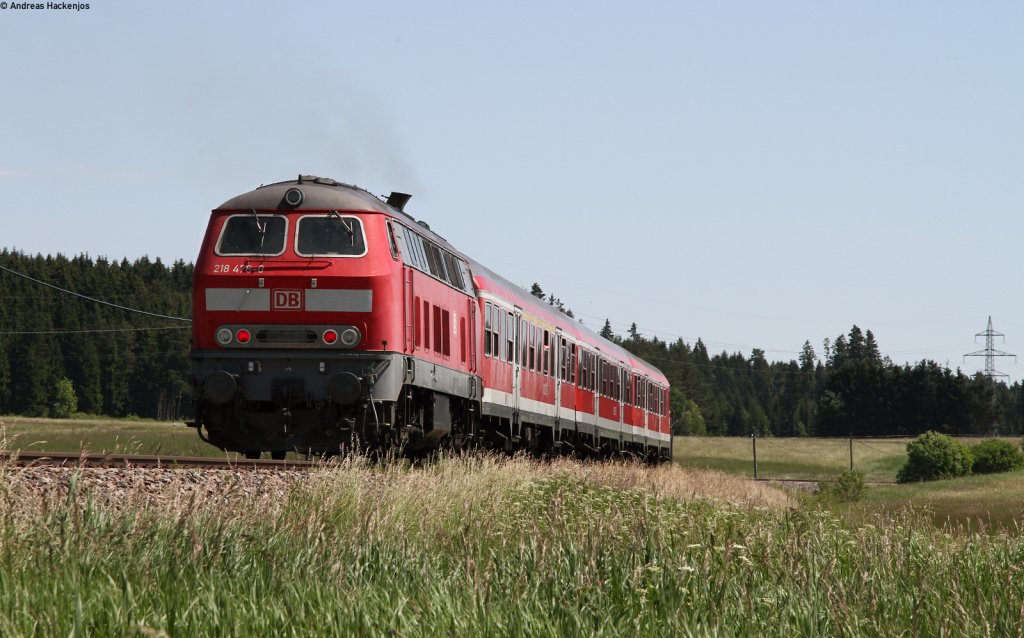 RE 22304 (Neustadt(Schwarzw)-Rottweil) mit Schublok 218 476-0 bei Rtenbach 16.6.12