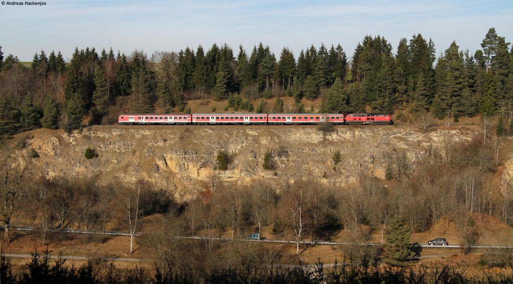 RE 22311 (Rottweil-Neustadt(Schwarzw)) mit Schublok 218 409-1 bei Marbach 19.11.11