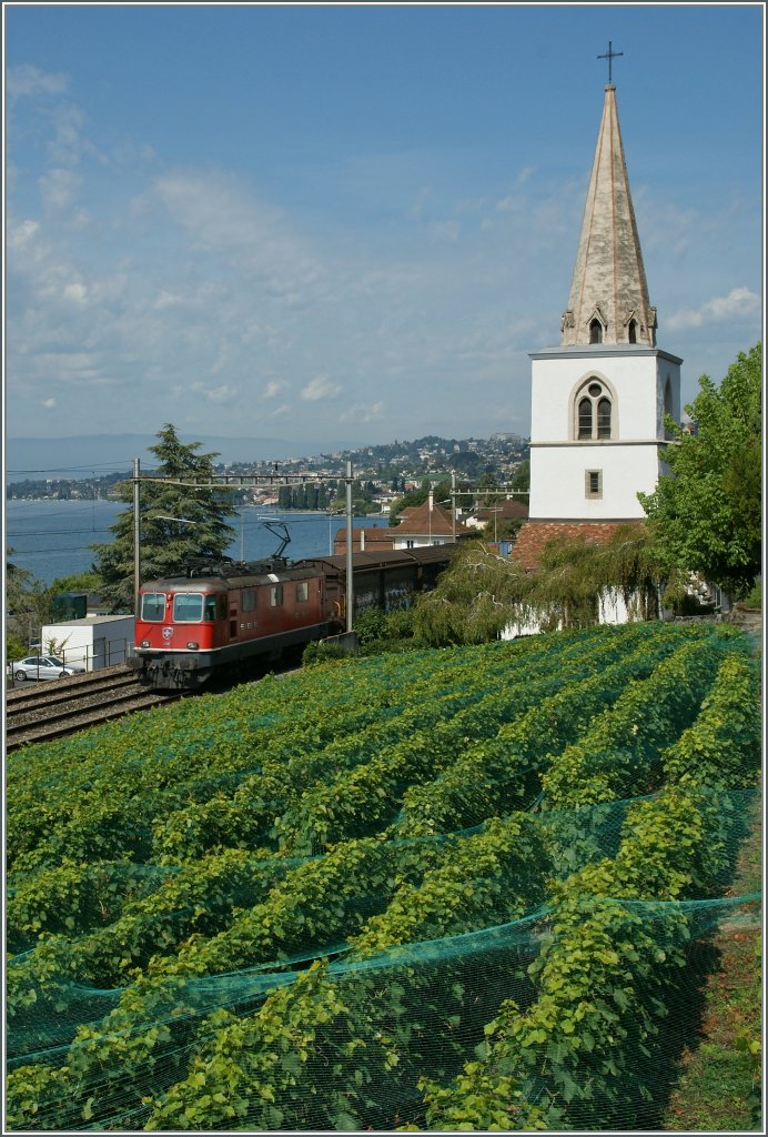 Re 4/4 II 11354 mit einem Gterzug bei Villette VD.
29. Aug. 2012