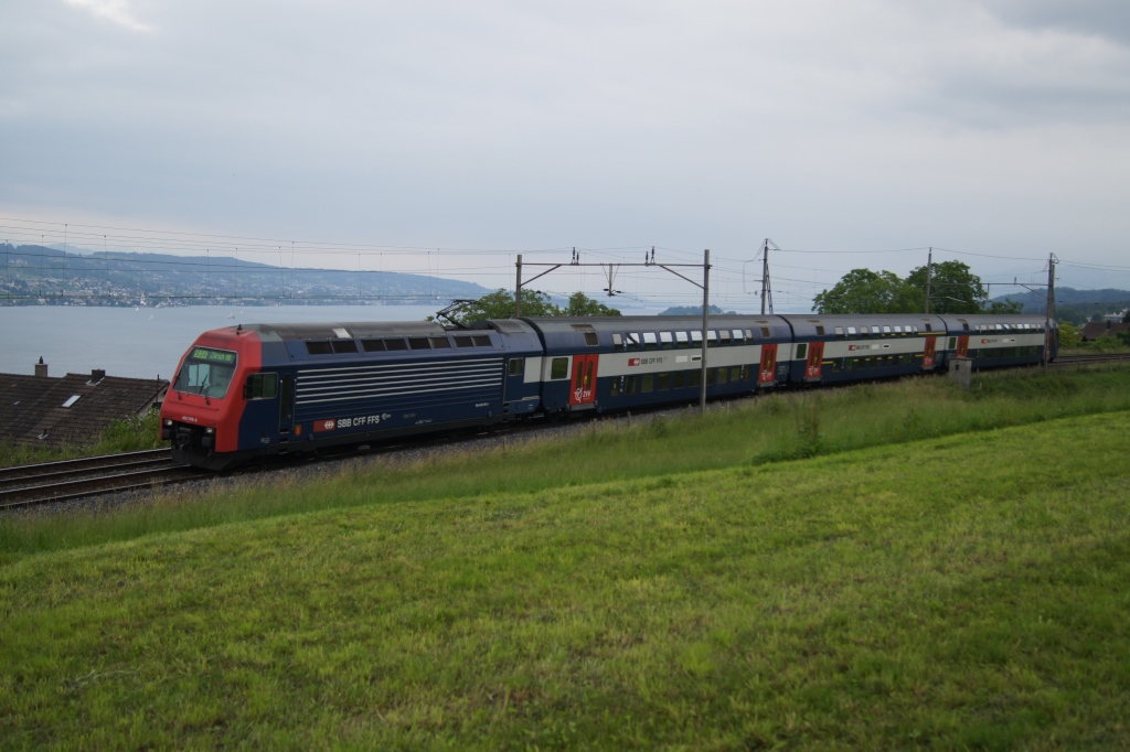 Re 450 076-5 hat am 3.6.11 auf dem Weg Richtung Zrich Horgen Oberdorf verlassen.