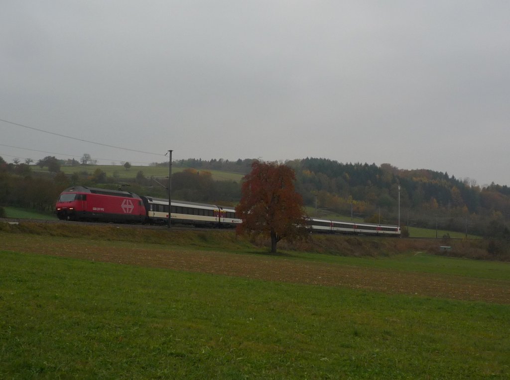 Re 460 070-6 mit IR 2579 Schaffhausen - Bern kurz vor Lottstetten. 30.10.09
