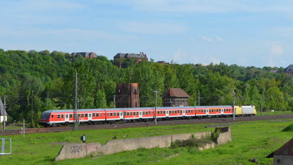 RE Eisenach - Halle mit BR 182 in Weienfels 15.05.2013