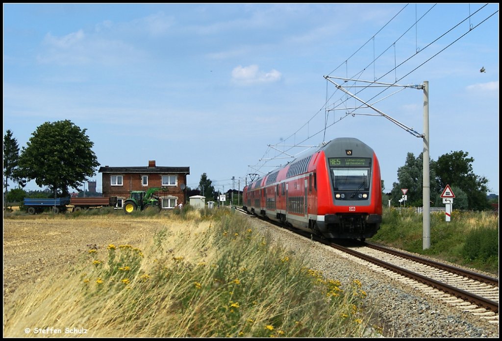 RE5 aus Rostock nach Wittenberg am 31.07.2010 in Gragetopshof