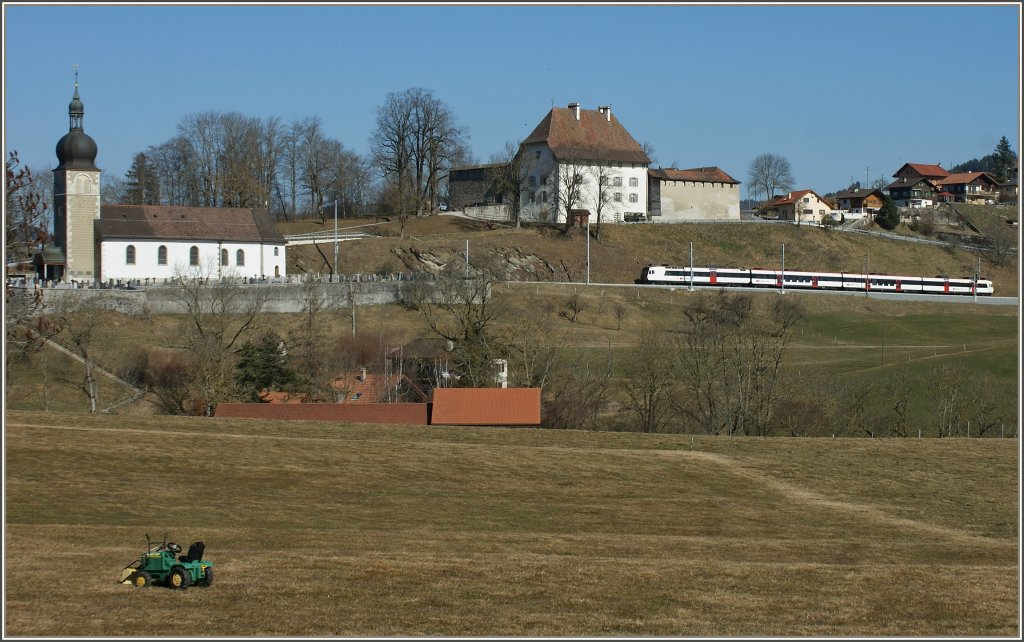 Regioexpress Bulle-Fribourg bei Vaulruz am 14.03.2012