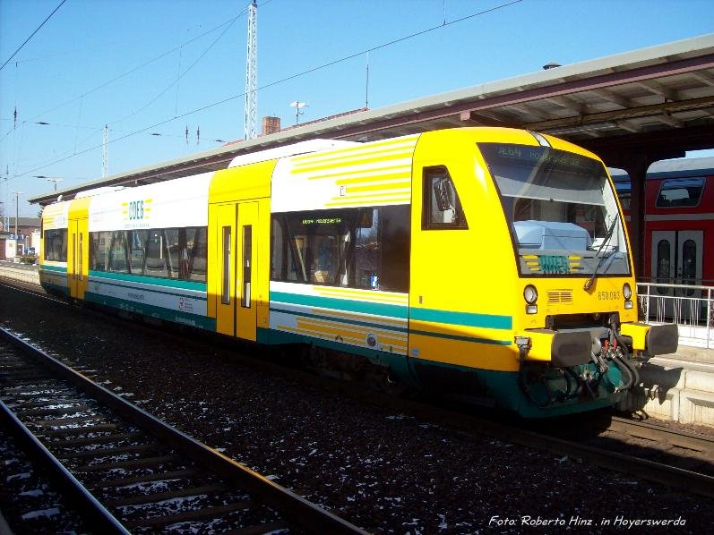 RegioShuttle RS 1 - VT 650 083 der ODEG in Hoyerswerda, am 10.03.2010