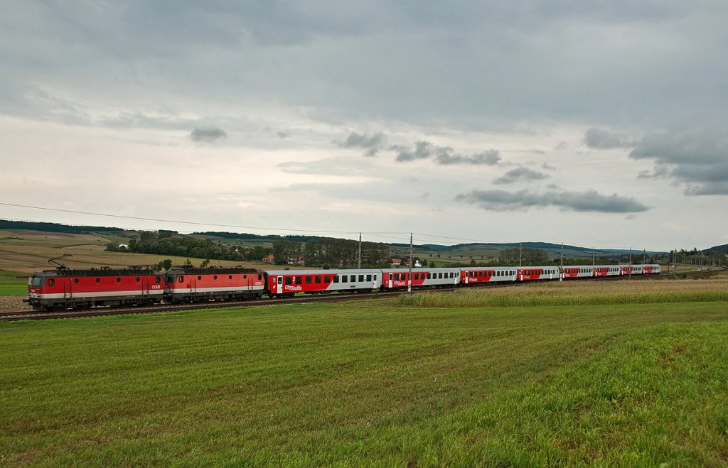 REX 1624 ist am 13.09.2010 Richtung Westen unterwegs. Die Aufnahme entstand zwischen Neulengbach und Ollersbach.