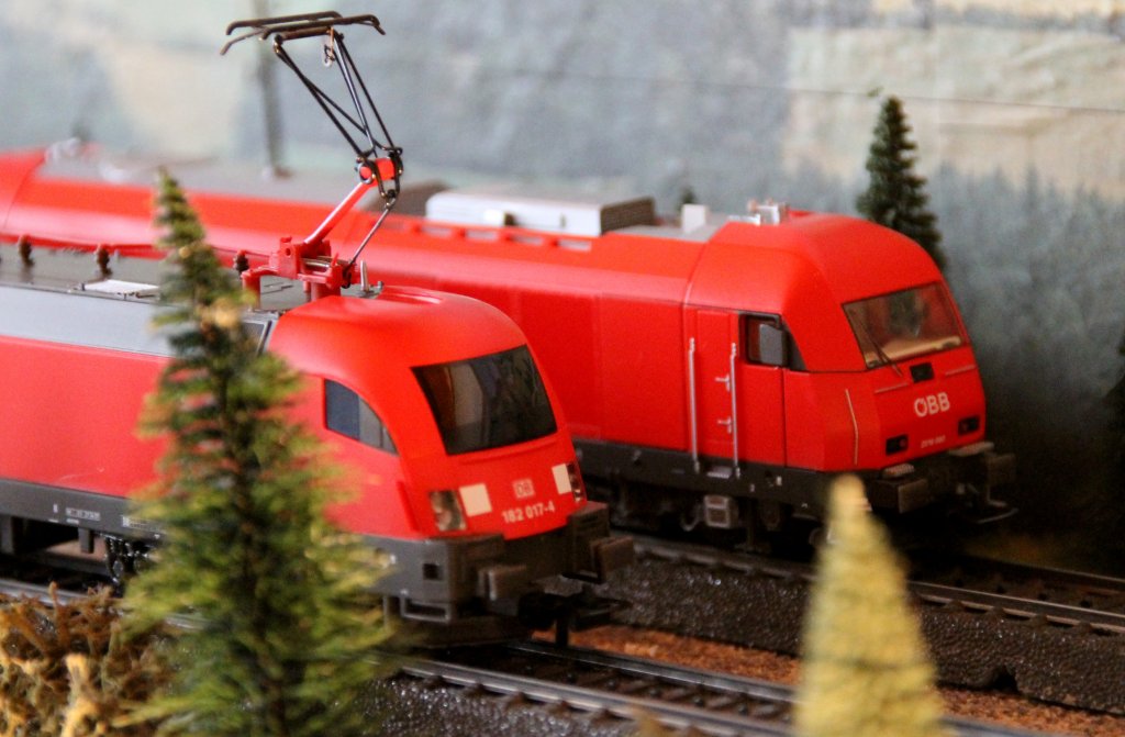 RH2016 080-1 der BB und die 182 017-4 der DB AG auf der Anlage. Foto 17.10.2012
