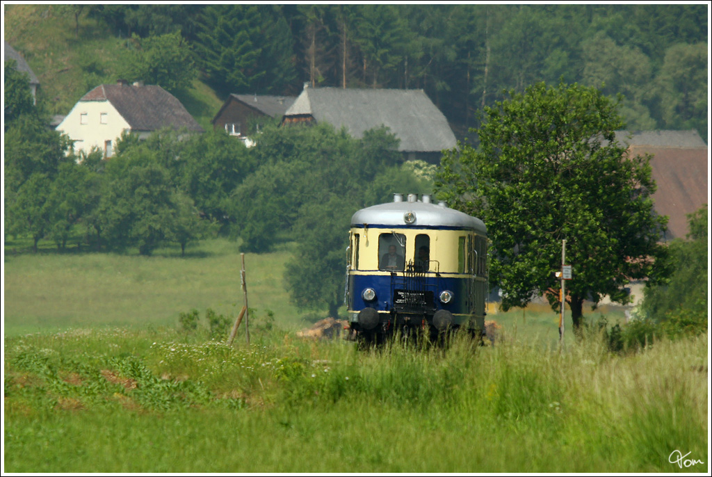 Rhapsody in Blue II - Dieseltriebwagen 5042 014 fhrt als Sdz E 17251 von Pls nach Knittelfeld. 
Wasendorf 5.6.2011  