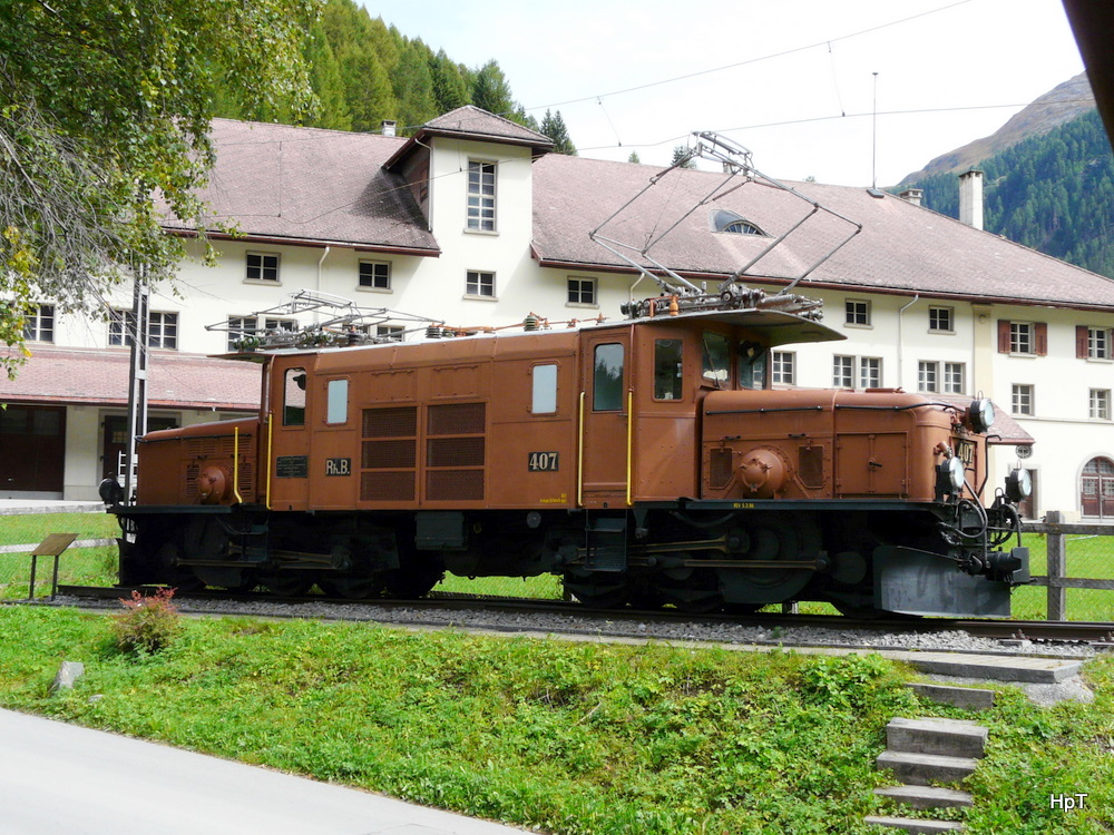 RhB - Ausstellungslok Ge 6/6  407 in Bergn am 14.09.2010