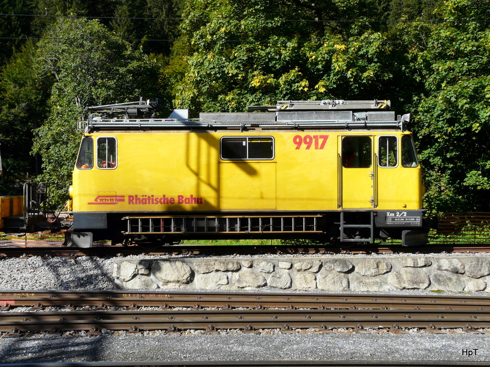RhB - Diensttriebwagen Xm 2/2 9917 abgestellt in Klosters am 14.09.2010