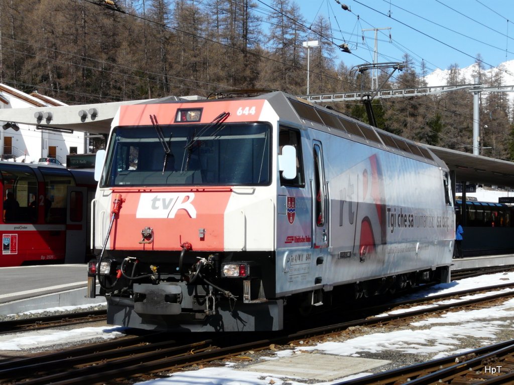 RhB - Ge 4/4 644 in Pontresina am 07.04.2010