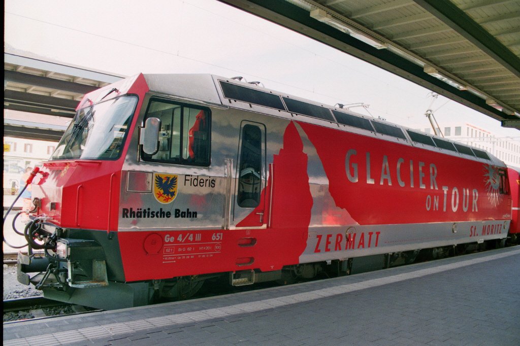 RhB Ge 4/4 III 651  Fiders  im Bahnhof Chur. 25.02.2010