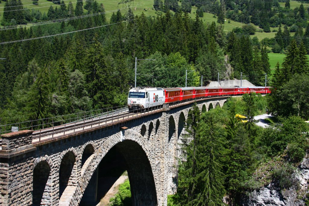 RhB Ge4/4 643 auf dem Soliser Viadukt - 27/06/2011