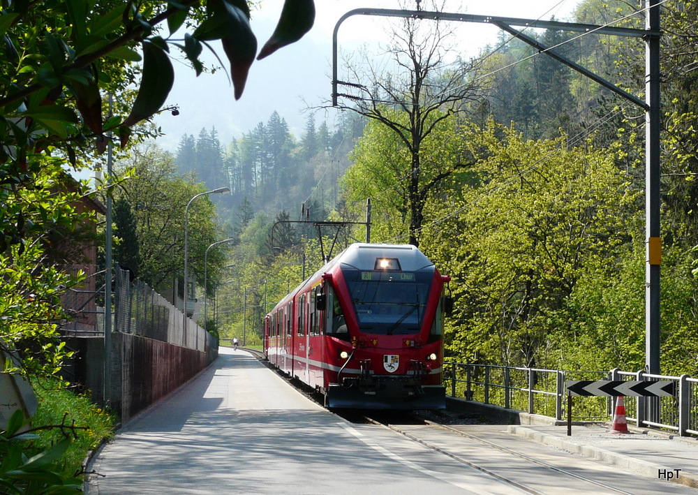 RhB - Triebwagen ABe 8/12 3510 unterwegs in Chur am 22.04.2011