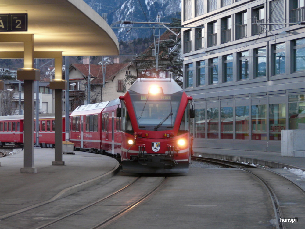 RhB - Triebzug ABe 8/12 3503 im Bahnhof Chur am 20.01.2013