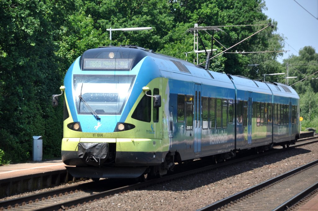 RHEINE (Kreis Steinfurt), 08.06.2013, ET 006 der Westfalenbahn als RB 65 nach Münster/Westf. Hbf im Bahnhof Rheine-Mesum