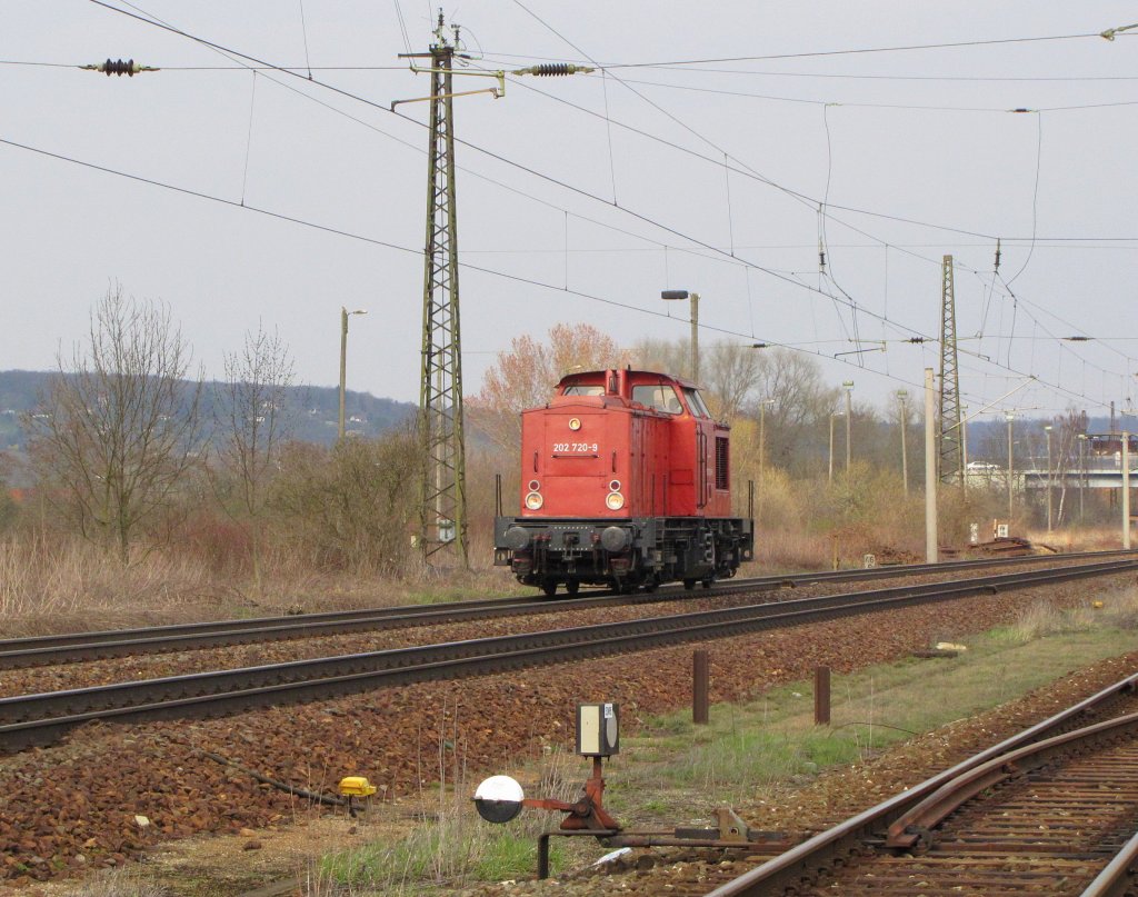 RME 202 720-9 als Tfzf Richtung Groheringen, in Naumburg (S); 05.04.2010