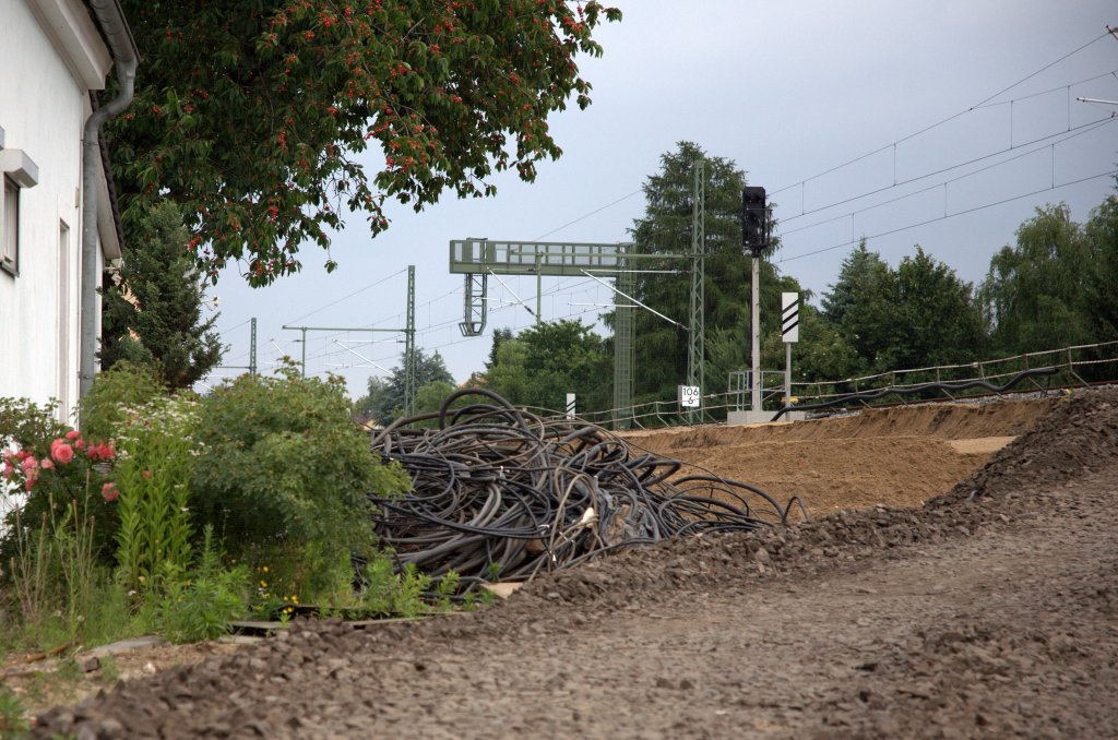 Rosen , Kirschen und Kabelsalat finden sich unweit der rohbaufertigen Brcke
Hainstrae in Radebeul West. Die Kabel stammen von den alten Lichtsignalen.
Aufgenommen am  13.06.2012 gegen 17:56 Uhr.