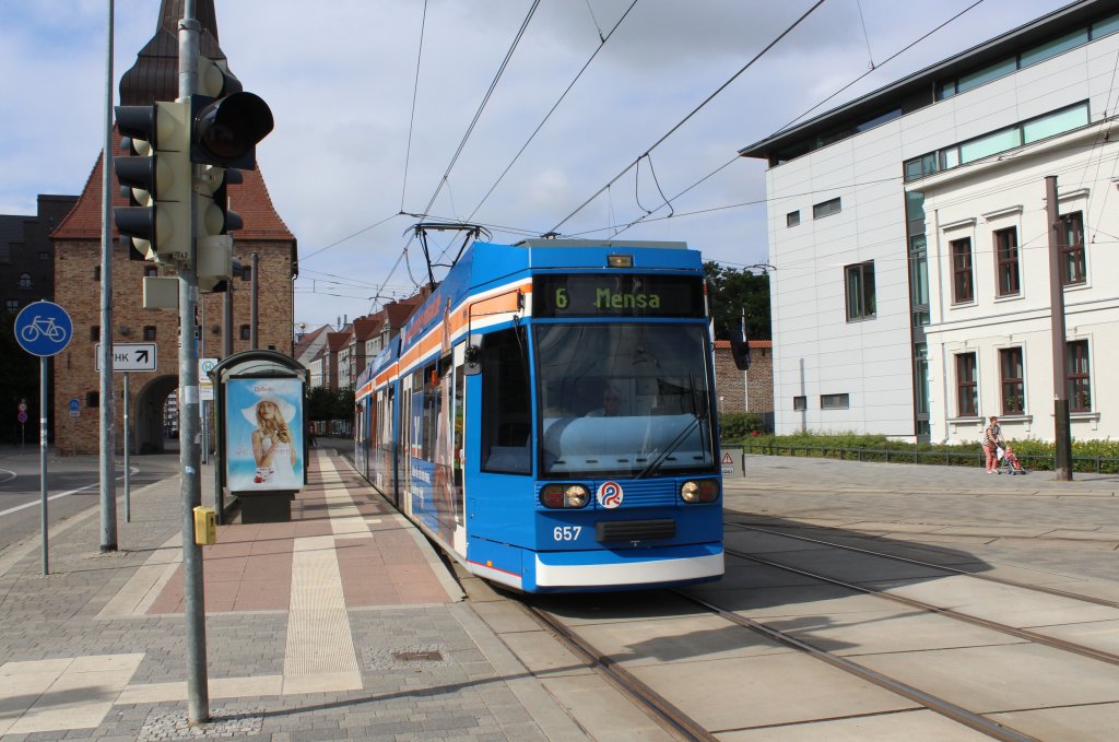 Rostock RSAG SL 6 (DWAG/DWA-6NGTWDE 657) Steintor am 19. Juli 2013.