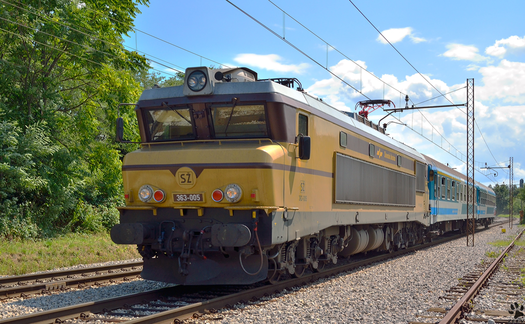 S 363-005 zieht Personenzug durch Maribor-Tabor Richtung Maribor Hauptbahnhof. /26.7.2012