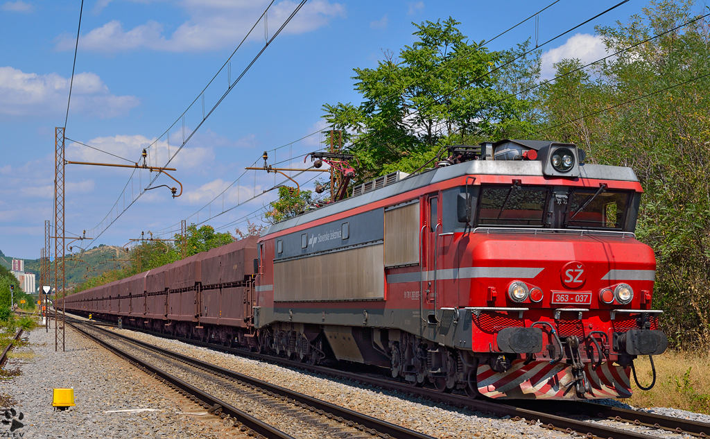S 363-037 zieht lehren Erzzug durch Maribor-Tabor Richtung Koper Hafen. /13.8.2013