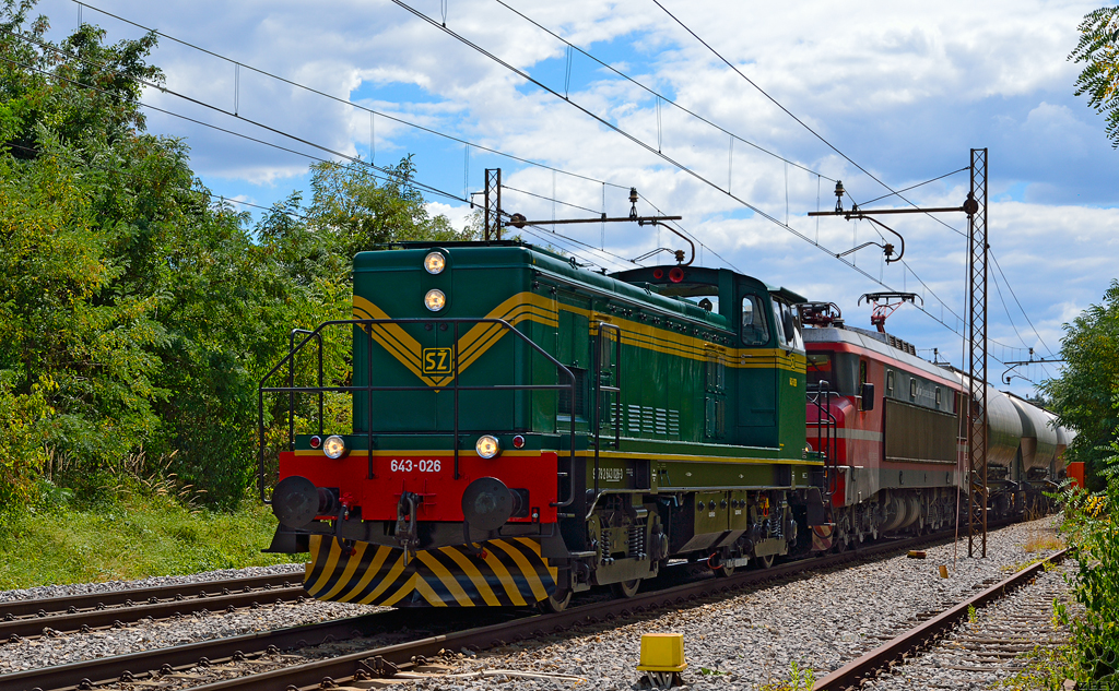 S 643-026+363-? ziehen Gterzug durch Maribor-Tabor Richtung Norden. /31.7.2013