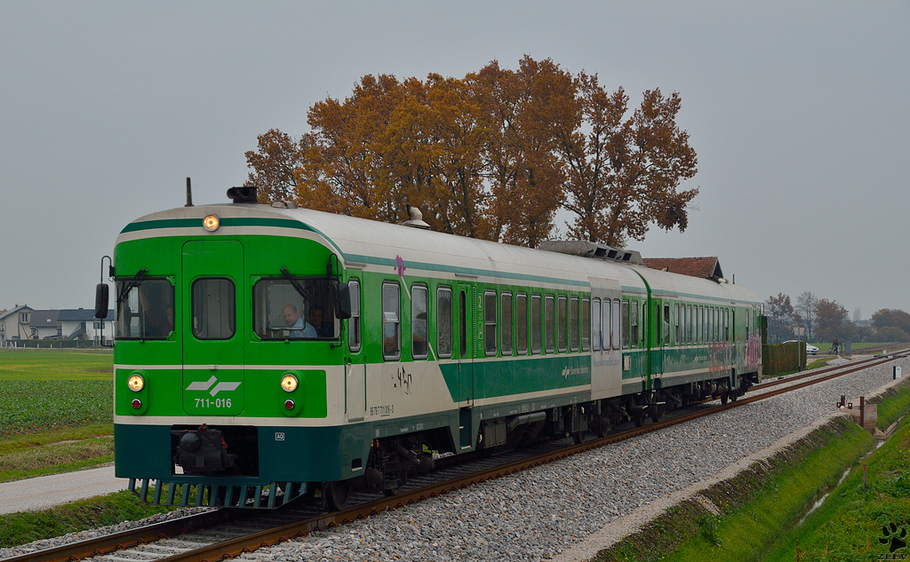 S 711-016 fhrt durch Gaj bei Pragersko Richtung Maribor. /14.11.2012