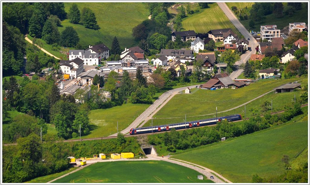 S9 bei Landikon zwischen Birmensdorf und Bonstetten-Wettswil. Aufgenommen vom Aussichtsturm auf dem Uetliberg. (27.05.2013)