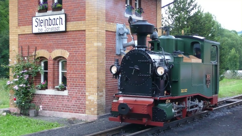 schs. IK Nr. 54 am 28.06.2009 vor dem Wasserhaus in Steinbach/ Prenitztalbahn