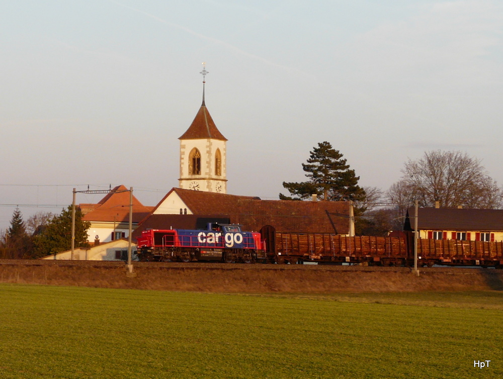 SBB - Am 843 081-1 unterwegs mit Gterzug nach Biel bei Aegerten am 11.02.2011