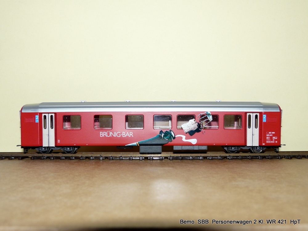 SBB Brnigbahn - Bemo Modell Peronenwagen 2 Kl. Brnig Bar  WR 421