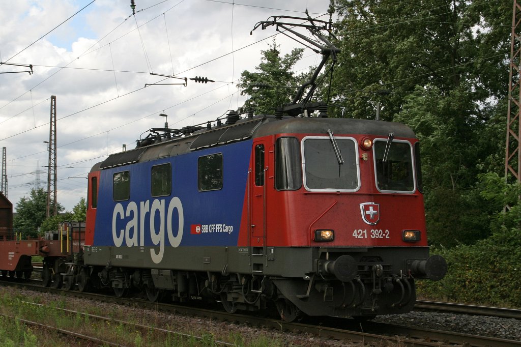 SBB Cargo 421 392 mit Gz am 17.7.11 in Ratingen-Lintorf