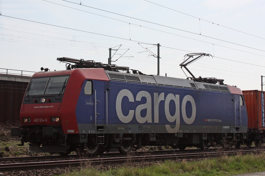 SBB Cargo 482 034  Duisburg  am 3.4.12 in Porz Wahn.