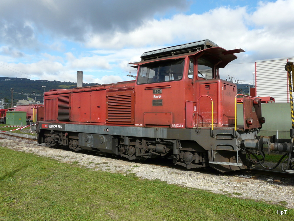 SBB - Fahrzeugausstellung bei der SBB im Depotareal Biel/Bienne mit der Lok Bm 4/4 18441 anlsslich der 150 Jahre Feier des Jurabogens am 26.09.2010
