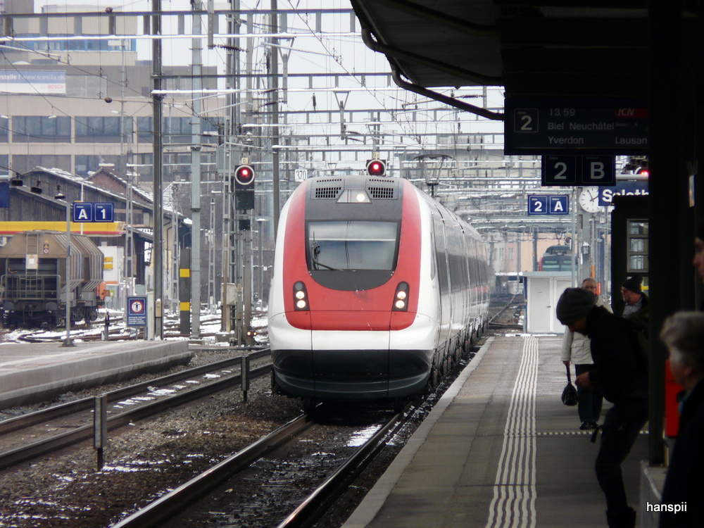 SBB - ICN Charles Ferdinand Ramuz bei der einfahrt im Bahnhof Solothurn am 16.01.2013