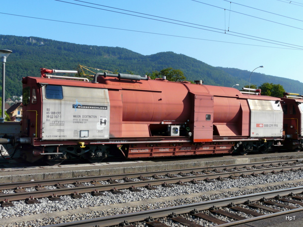 SBB - Lsch und Rettungszug Xas 80 85 98 02 307-1 abgestellt in Egerkingen am 15.07.2011