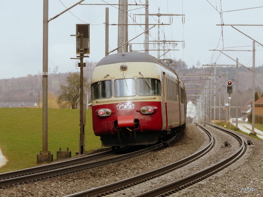 SBB - Nachschuss vom TEE RAe 1053 auf Extrafahrt bei Lyssach am 09.04.2013