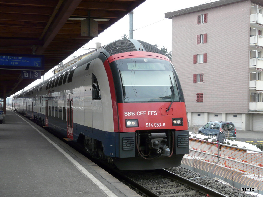 SBB - RABe 514 053-8 im Bahnhof Schwerzenbach am 23.02.2013