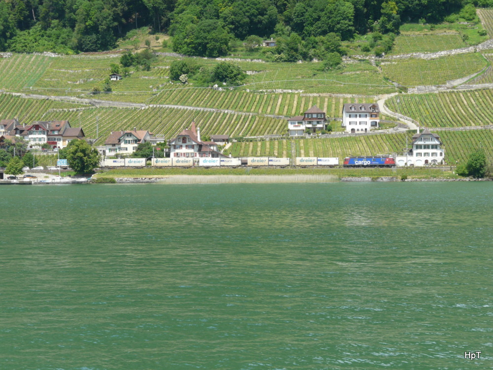 SBB - Re 6/6 (620...-.) mit Post Gterzug unterwegs am Bielersee in Ligerz am 15.06.2013