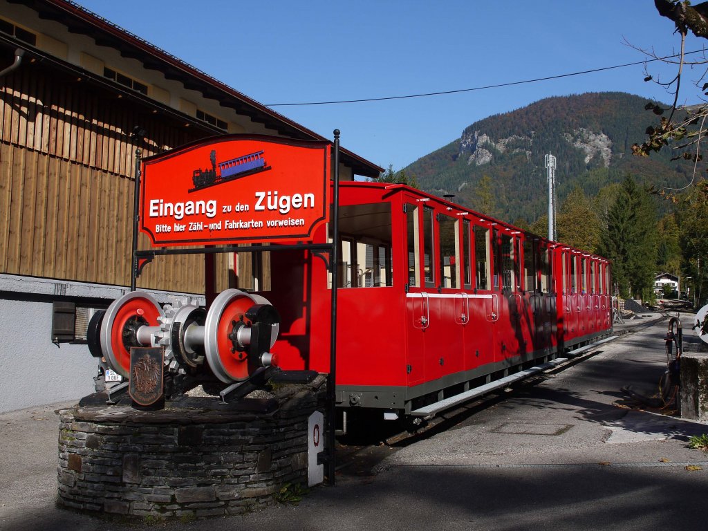 Schafbergbahn Talstation St. Wolfgang, Kilometer Null; 12.10.2012