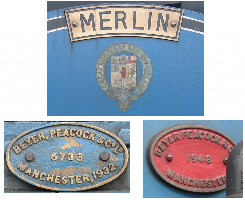 Schilder an Lok und Tender der  Merlin , aufgenommen am 24. August 2004.