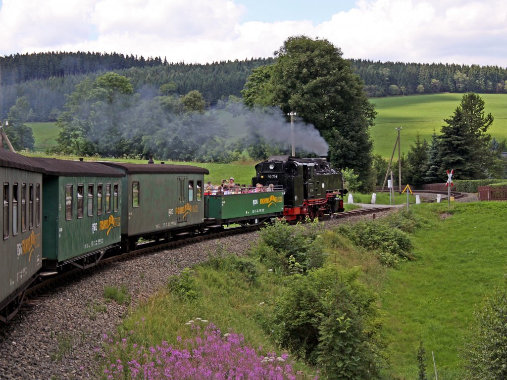 SDG1005 mit 99 794 zwischen Cranzahl und Unterneudorf, 31.7.010.