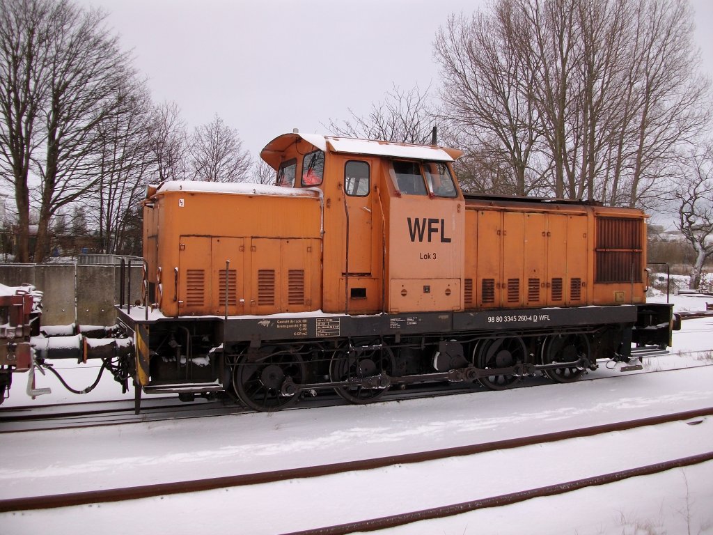 Seitenansicht von WFL-Lok 3 am 15.Dezember 2010 aufgenommen in Bergen/Rgen.