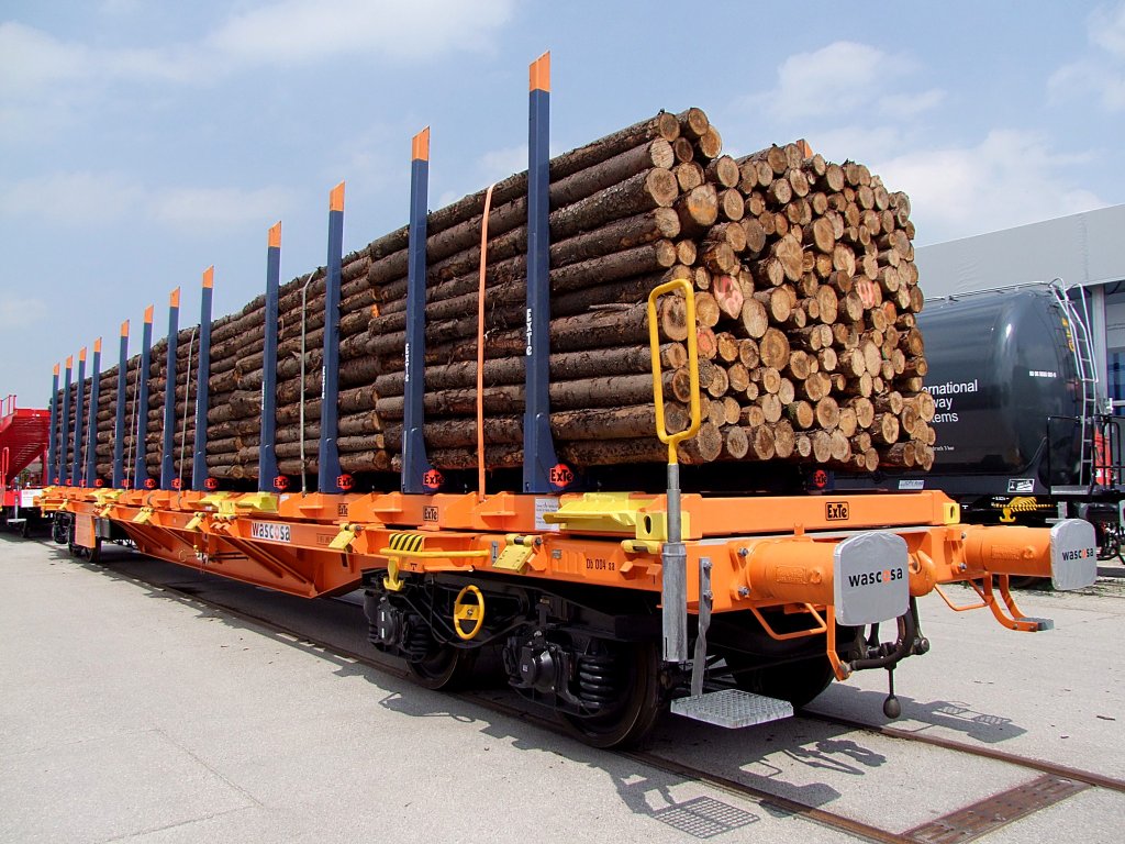 Sgnss(3385CH-WASCO4552122-5) wurde zur TransportLogistic2011 in Mnchen extra mit Rundholz beladen herangekarrt;110513
